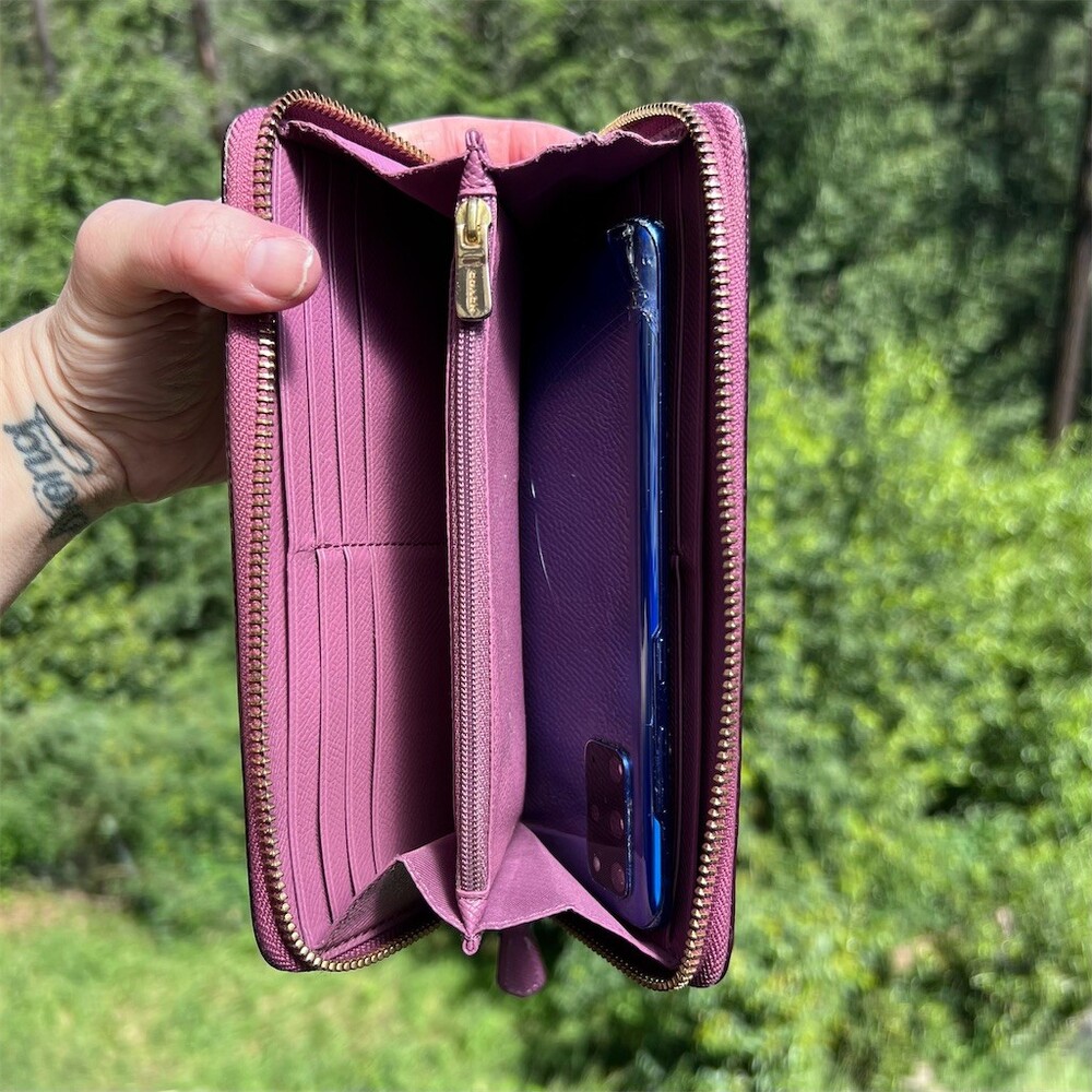 COACH Long Zip-Around Wallet Pink/Pink Crossgrain Leather Gold Hardware - Picture 4 of 13